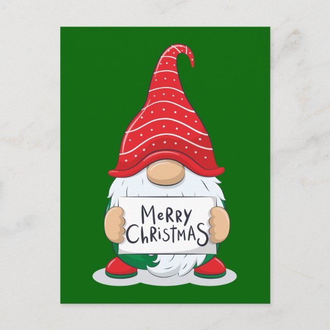 Postale Carte de Noël de gnome joyeux Noël (Devant)