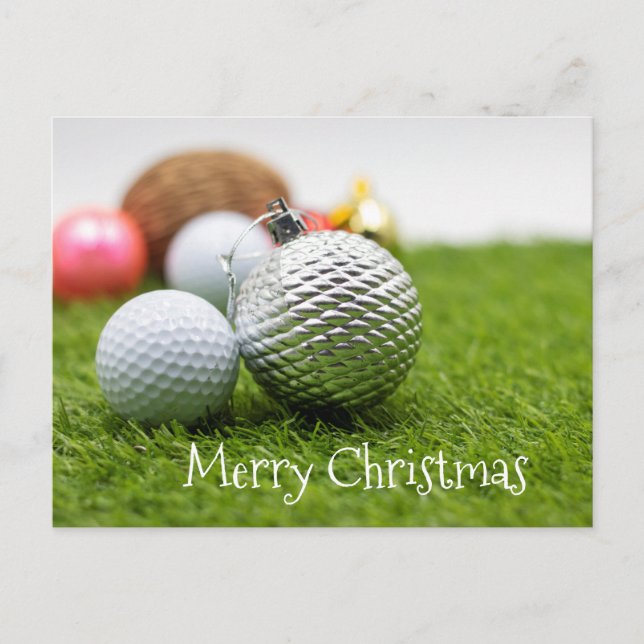 Postale Carte de Noël de golf avec ornement de balle de go (Devant)