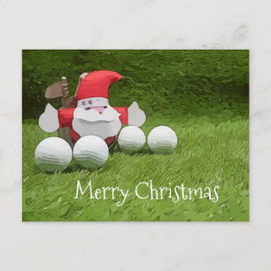 Postale Carte de Noël de golf avec Santa Claus et balle de