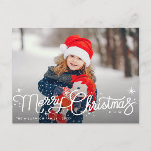 Postale carte de Noël de la famille hivernale