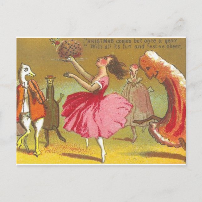 Postale Carte de Noël de la Terrifiant Dancing Food (Devant)