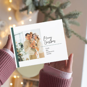 Postale Carte de Noël de photo de famille   VertJoyeux Noë