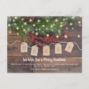 Postale Carte de Noël de Pin de Bois de Merry et Berries