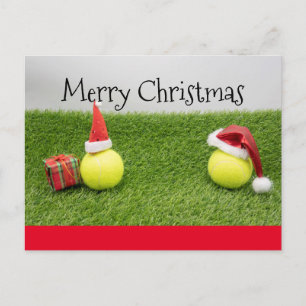 Postale Carte de Noël de tennis avec chapeau de Père Noël 