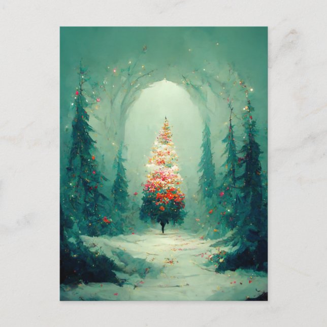 Postale Carte de Noël d'entreprise avec arbre et logo (Devant)