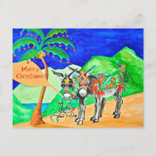Postale Carte de Noël Donkey