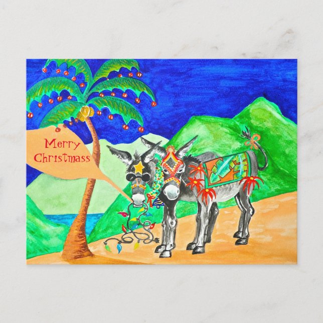 Postale Carte de Noël Donkey (Devant)