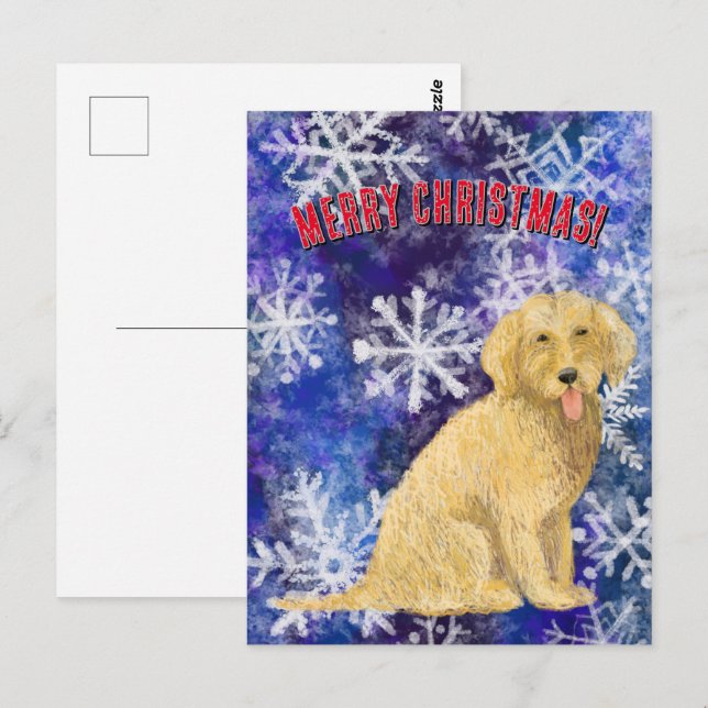 Postale Carte de Noël Doodle dorée (Devant / Derrière)