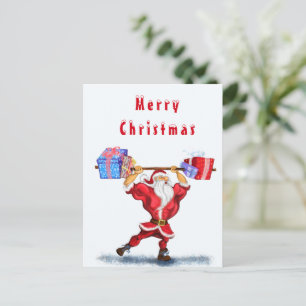 Postale Carte de Noël drôle de musculation Fitness Santa