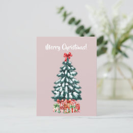 Postale Carte de Noël élégante avec sapin enneigé
