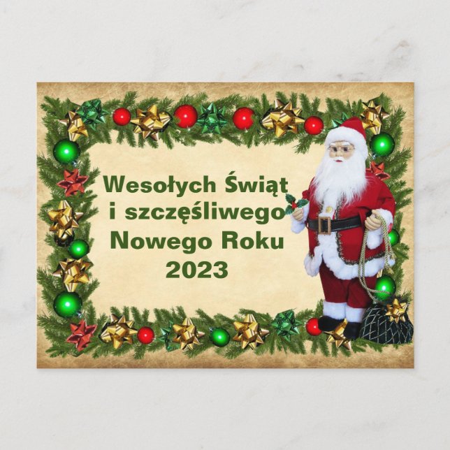 Postale Carte de Noël en polonais Wesołych Świąt (Devant)