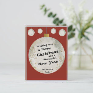 Postale Carte de Noël Familiale Ornement Rustique Joyeux N
