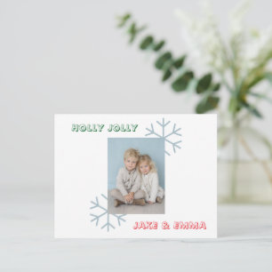 Postale Carte de Noël Famille Photo Holly Jolly   Carte de