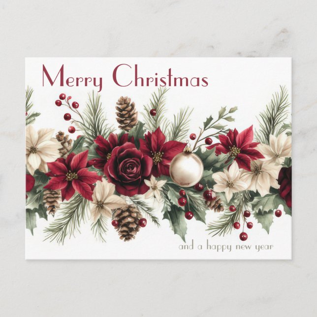 Postale Carte de Noël festive et élégante (Devant)