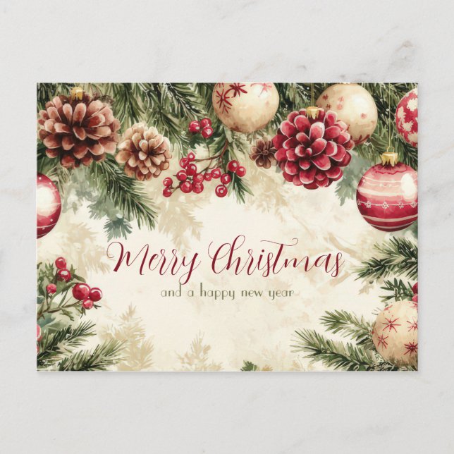 Postale Carte de Noël festive et élégante (Devant)