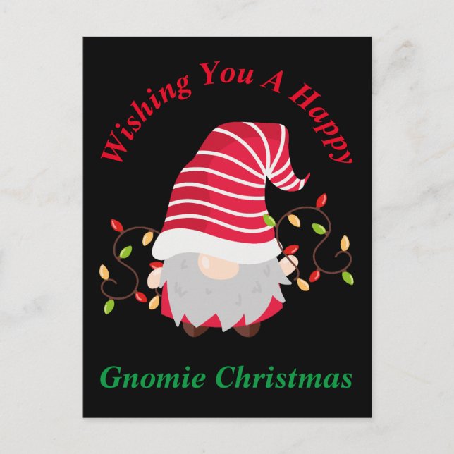 Postale Carte de Noël Gnomie (Devant)