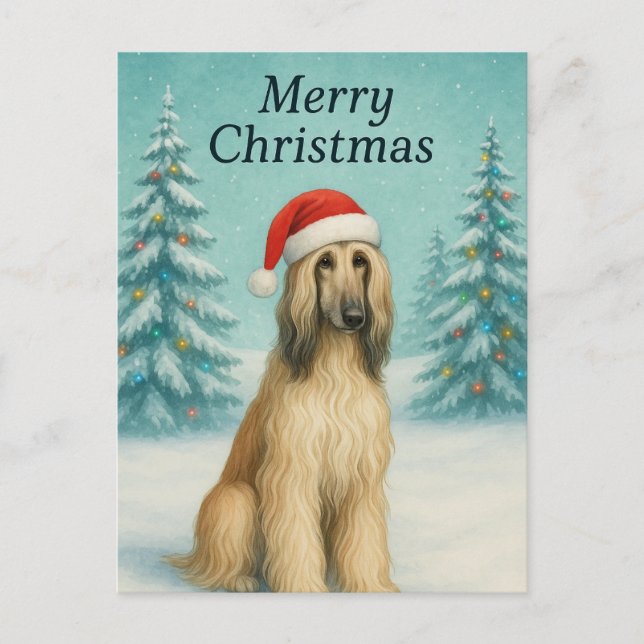Postale Carte de Noël Hound Afghan - Carte de vacances (Devant)