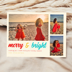 Postale Carte de Noël Joyeuse et Lumineuse avec photo