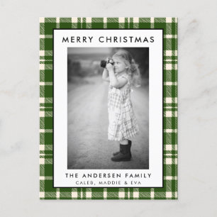 Postale Carte de Noël Joyeux Photo Plaid Vert