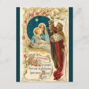 Postale Carte de Noël : La Visite des Trois Sages
