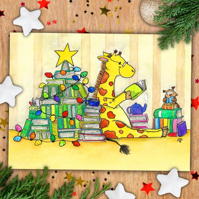 Postale Carte de Noël livresque par Nicole Janes (Créateur téléchargé)