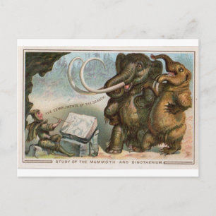 Postale Carte de Noël Mammoth et Dinotherium