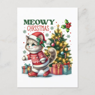 Postale Carte de Noël Meowy
