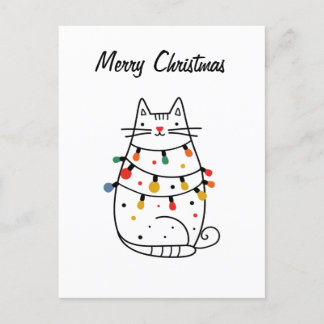 Postale Carte de Noël minimaliste Amoureux des chats