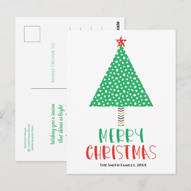 Postale Carte de Noël moderne et colorée (Devant / Derrière)