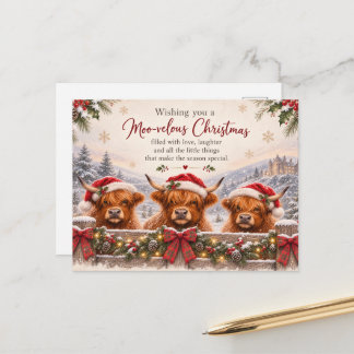 Postale Carte de Noël Moo-velouse – Noël de la vache des H