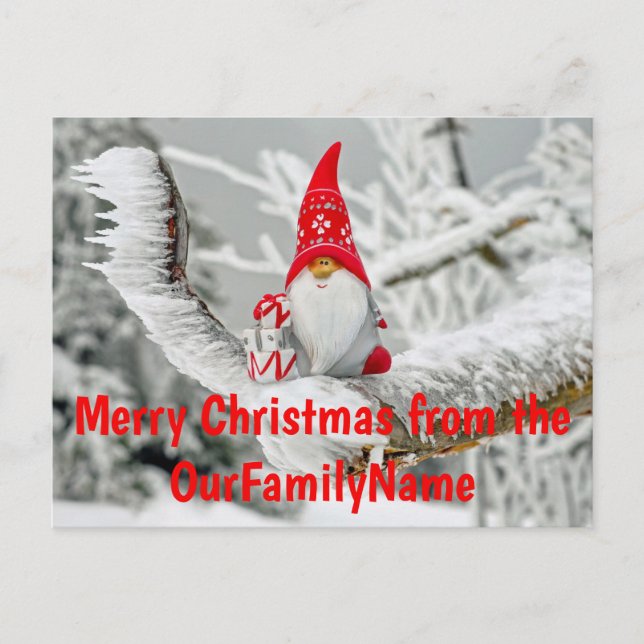 Postale Carte de Noël personnalisable Gnome Santa (Devant)