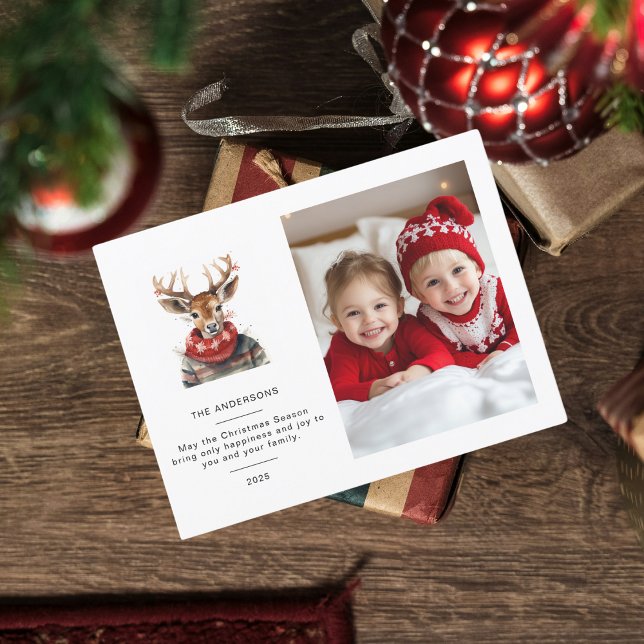 Postale Carte de Noël personnalisée aux cerfs avec photo (Créateur téléchargé)