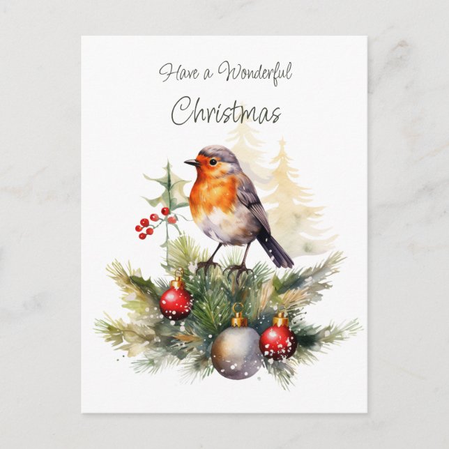 Postale Carte de Noël Rouge-Gorge (Devant)
