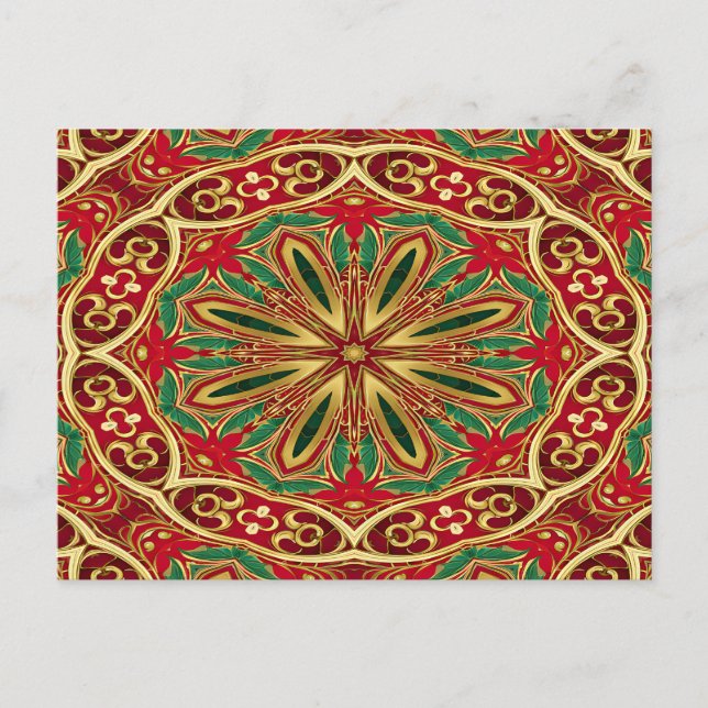 Postale Carte de Noël Rouge Or Vacances de Noël (Devant)