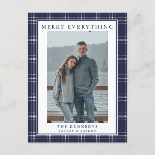 Postale Carte de Noël Rustique bleu moderne