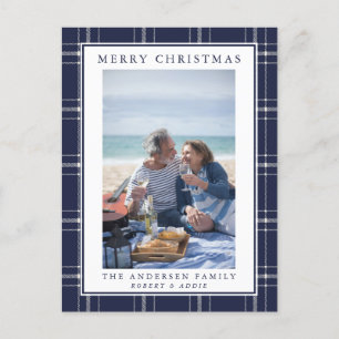 Postale Carte de Noël Rustique bleu moderne