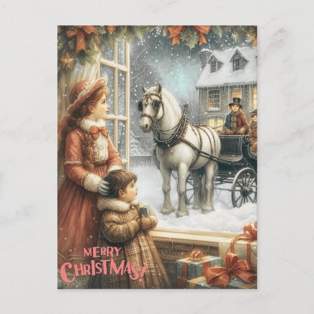 Postale Carte de Noël rustique victorienne (Devant)