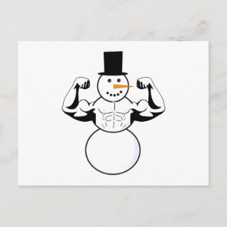 Postale Carte de Noël Snowman Bodybuilder Fitness