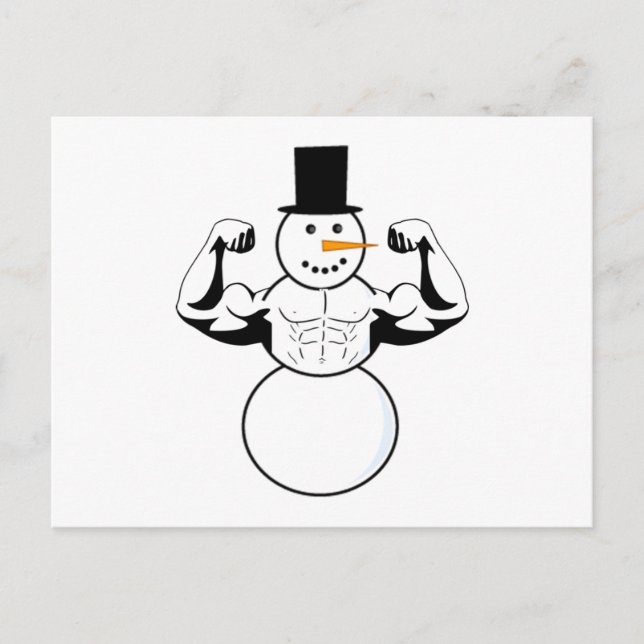 Postale Carte de Noël Snowman Bodybuilder Fitness (Devant)