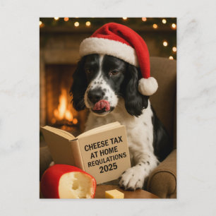 Postale Carte de Noël Springer spaniel 'Taxe sur le fromag