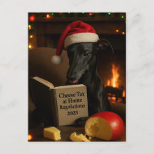 Carte de Noël 'Taxe Fromage' de Whippet noir 