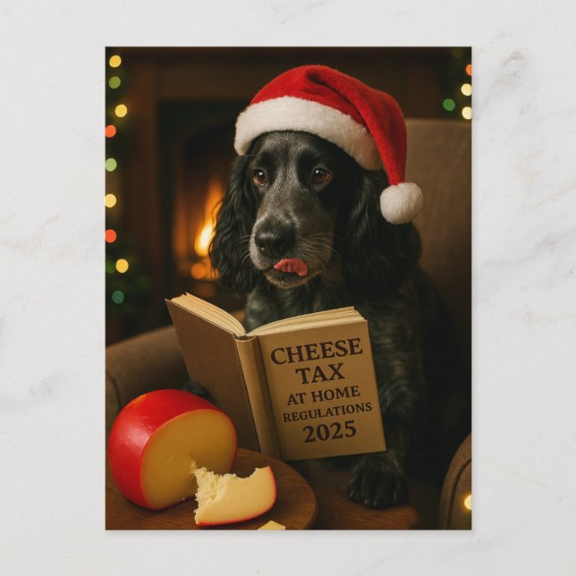 Postale Carte de Noël 'Taxe sur le fromage' Cocker Spaniel (Devant)