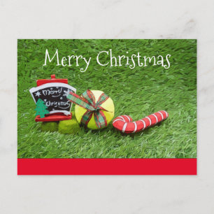 Postale Carte de Noël Tennis avec balle en vert