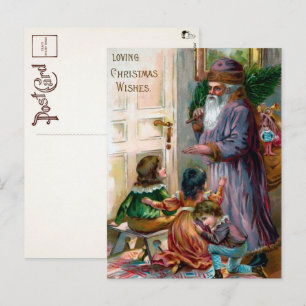 Postale Carte de Noël victorienne de Père Noël effrayant