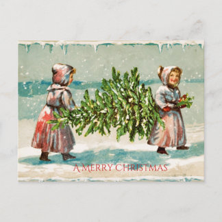 Postale Carte de Noël vintage pour enfants