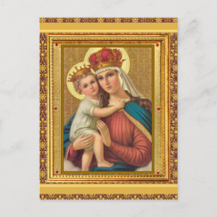 Postale Carte de Noël vintage représentant la Vierge et l'