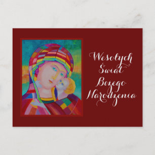 Postale Carte de Noël Wesołych Świąt en polonais 