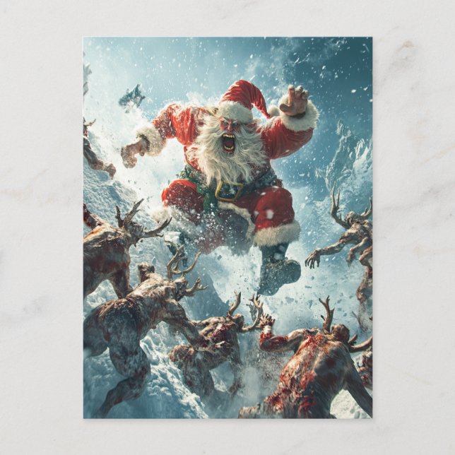 Postale Carte de Noël zombie joyeuse (Devant)