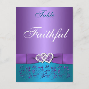 Postale Carte de nom de la table de couleur violet, Turquo