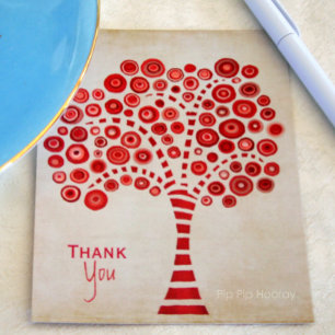 Postale Carte de note d'appréciation du Merci Red Tree